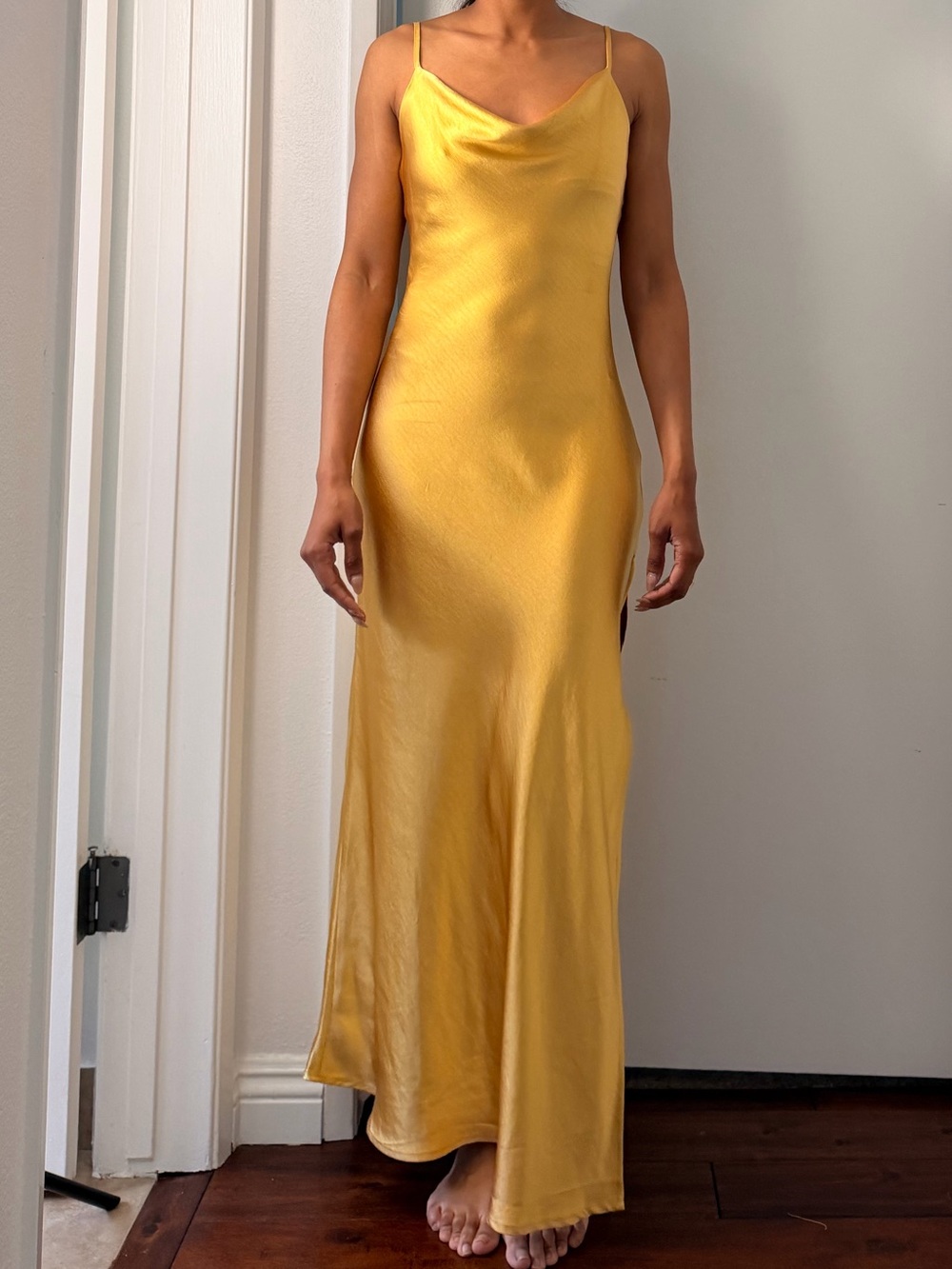 12th Tribe Yellow Satin Maxi Gown